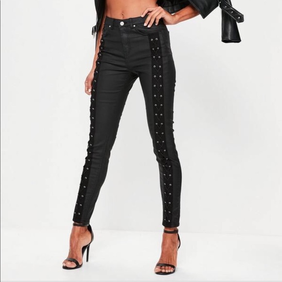 missguided lace up jeans